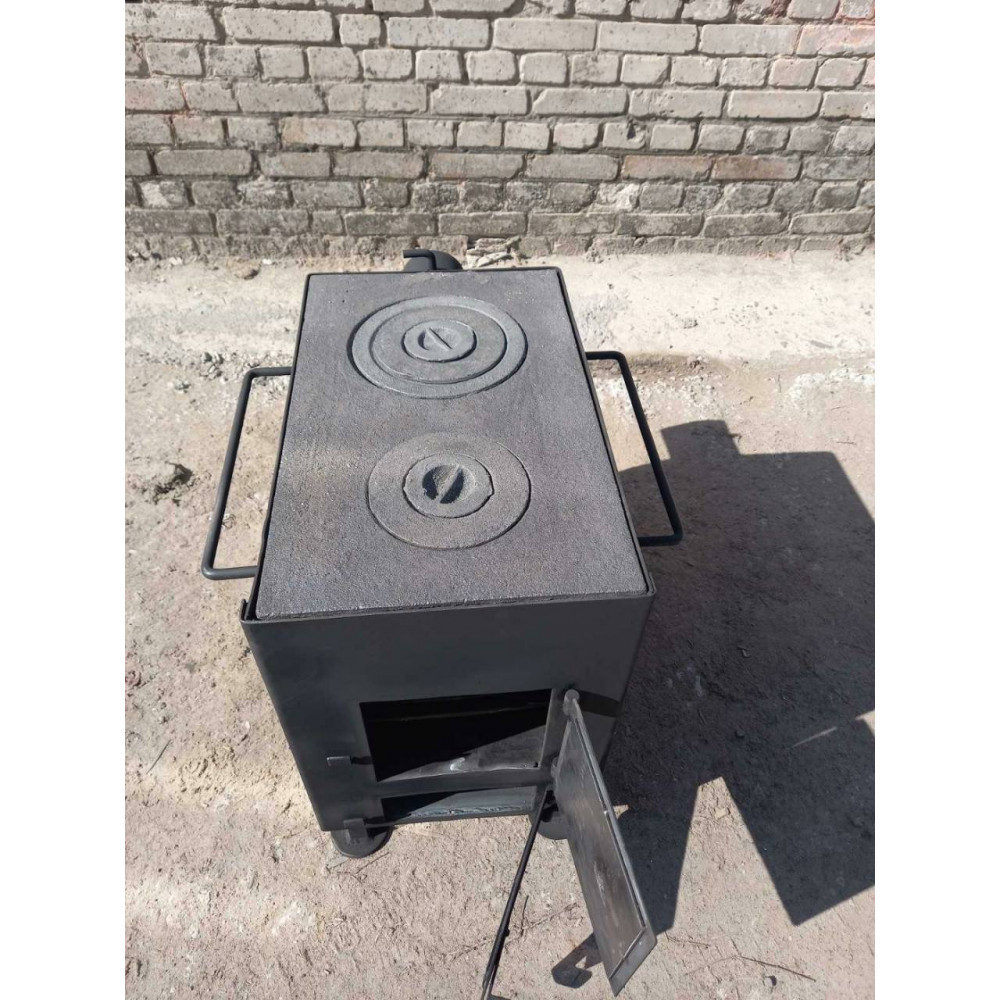 Буржуйка 4 мм опалювально-варильна з чавуном, до 60 кв м