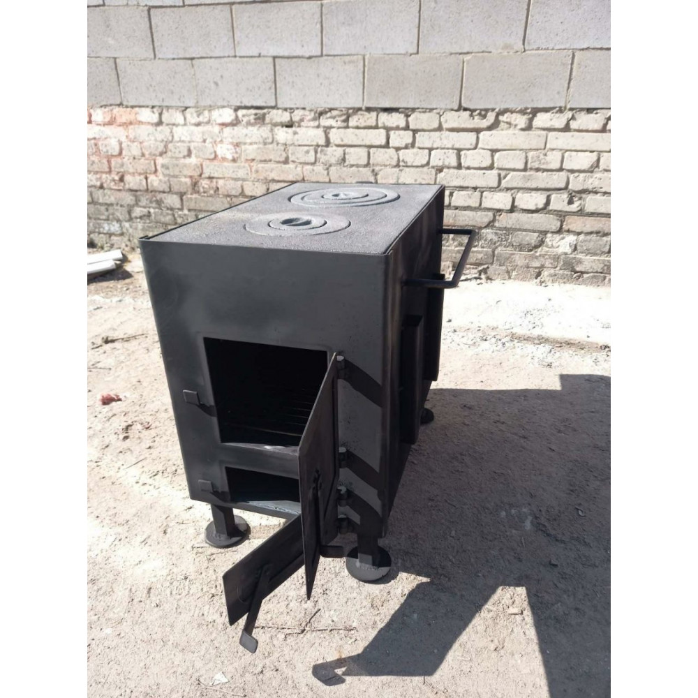 Буржуйка 4 мм опалювально-варильна з чавуном, до 60 кв м