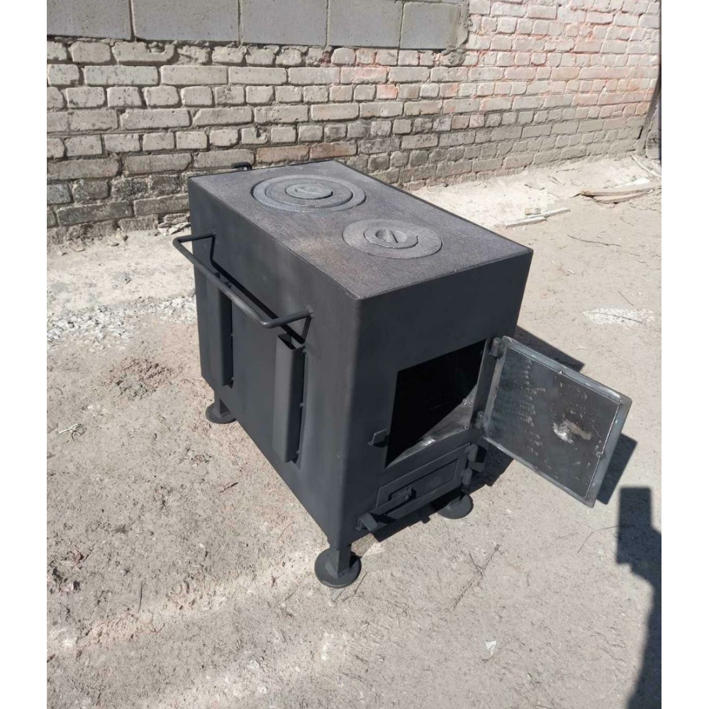 Буржуйка 4 мм опалювально-варильна з чавуном, до 60 кв м