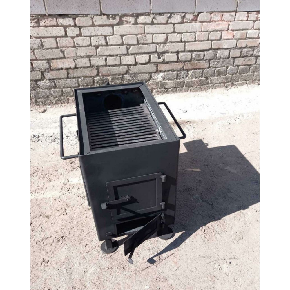 Буржуйка 4 мм опалювально-варильна з чавуном, до 60 кв м