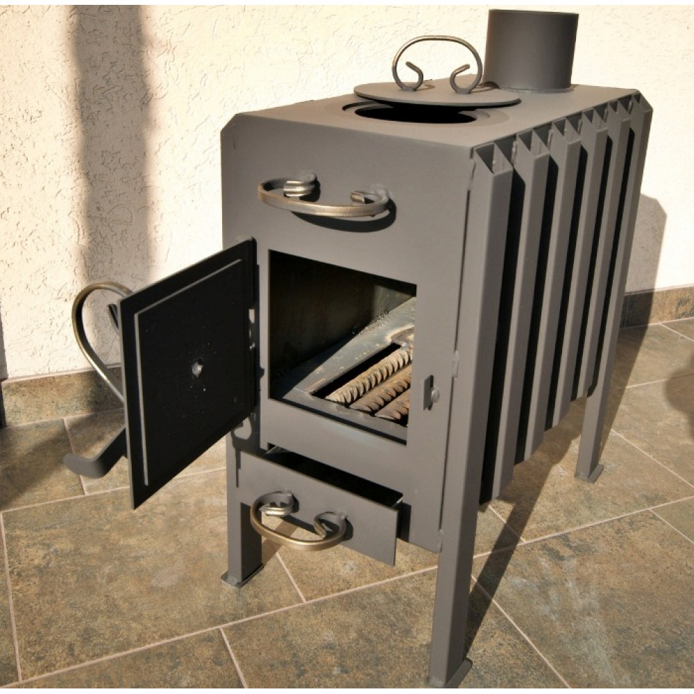 Буржуйка довготривалого горіння 4 мм з подвійною камерою та конвекцією опалювально-варильна