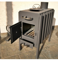 Буржуйка длительного горения 4 мм с двойной камерой и конвекцией отопительно-варочная