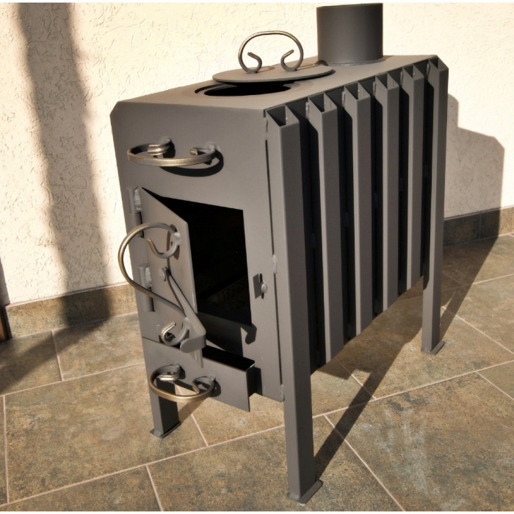 Буржуйка длительного горения 4 мм с двойной камерой и конвекцией отопительно-варочная