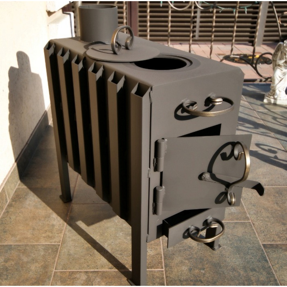 Буржуйка длительного горения 4 мм с двойной камерой и конвекцией отопительно-варочная