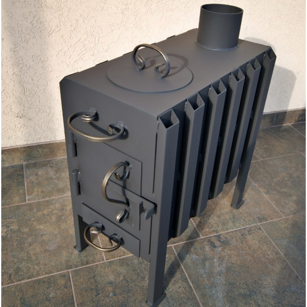 Буржуйка длительного горения 4 мм с двойной камерой и конвекцией отопительно-варочная