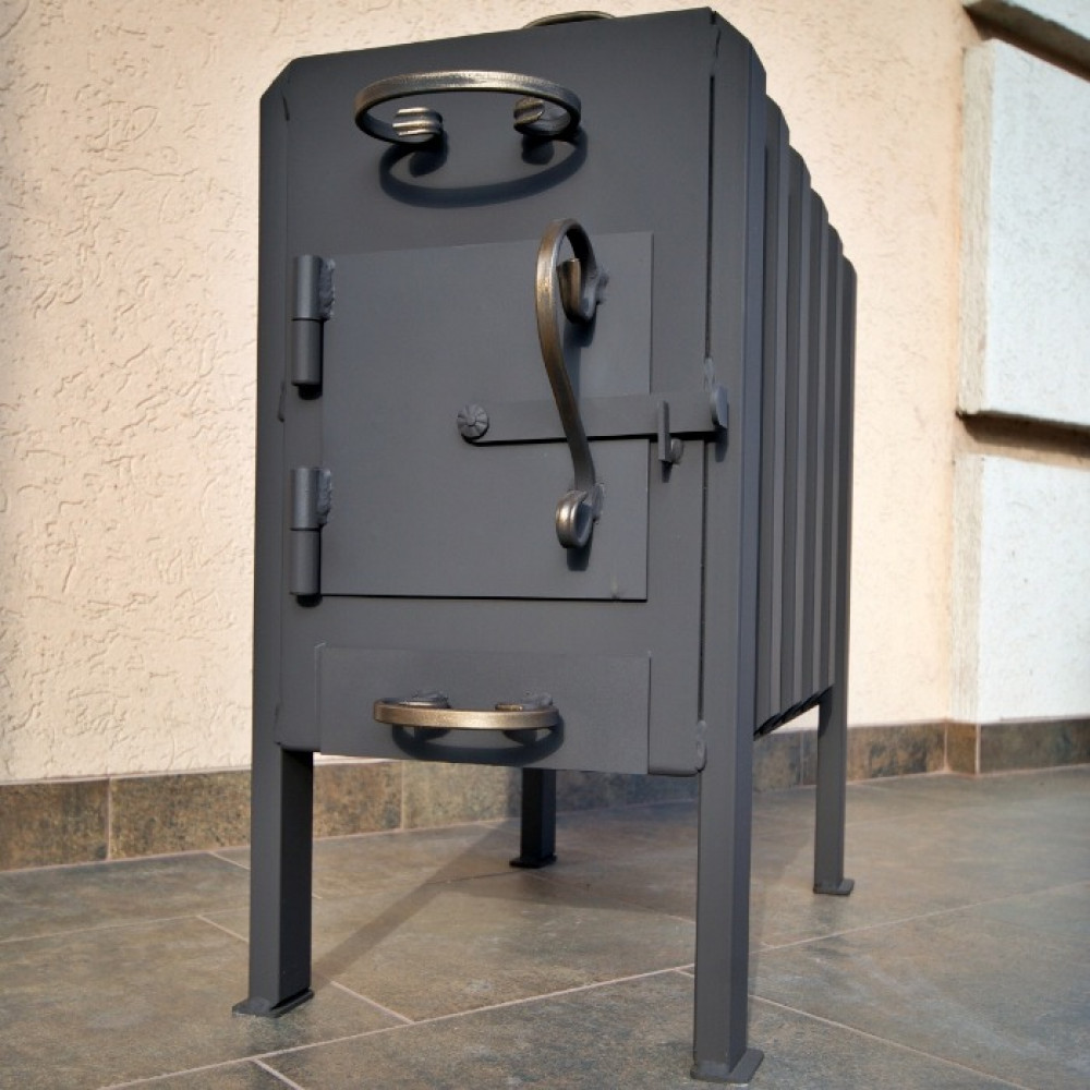 Буржуйка длительного горения 4 мм с двойной камерой и конвекцией отопительно-варочная