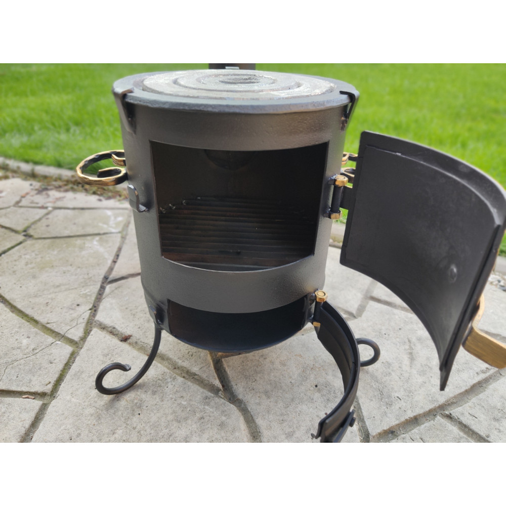 Буржуйка с чугунными кольцами отопительно-варочная