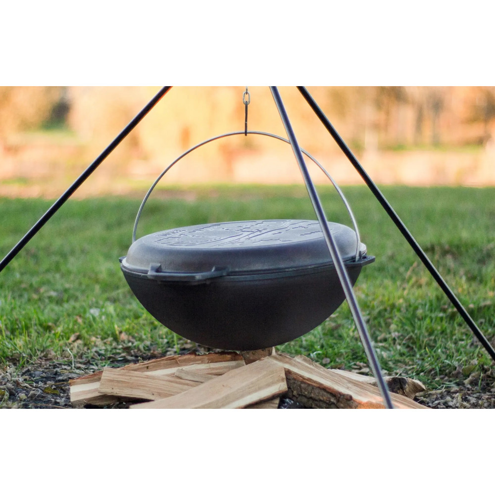 Казан чавунний азіатський 8 л з кришкою-сковорідкою