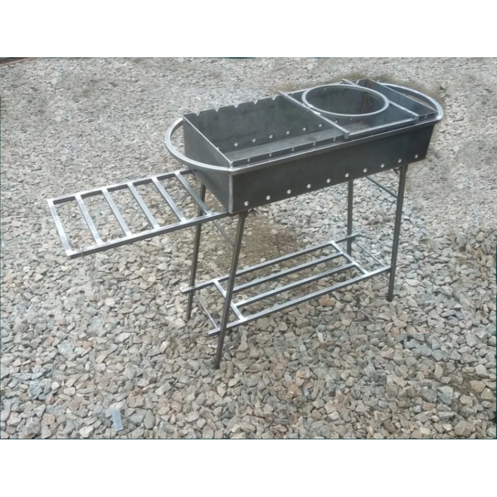 Мангал 3 мм або 4 мм на 10 шампурів зі столиком та підставкою під казан