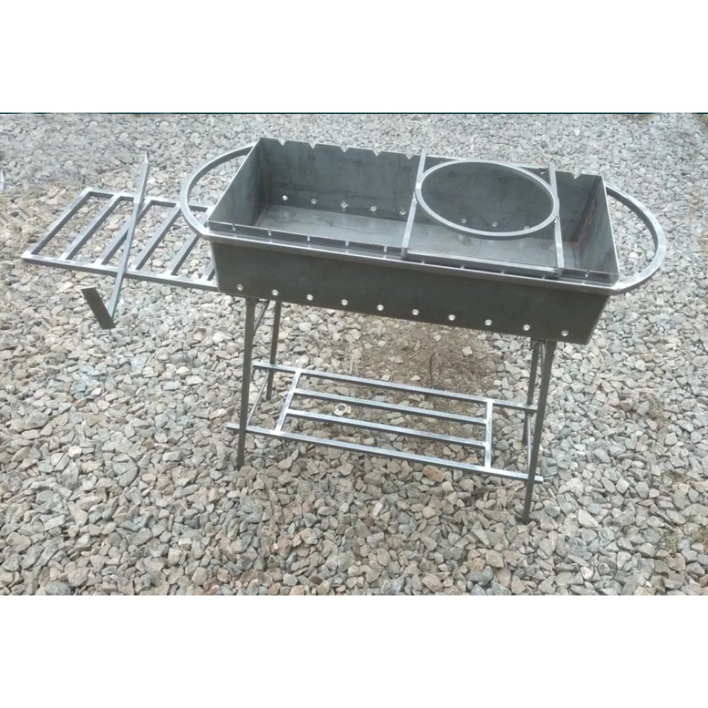 Мангал 3 мм або 4 мм на 10 шампурів зі столиком та підставкою під казан