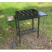 Мангал 4 мм на 10 шампурів зі столиками