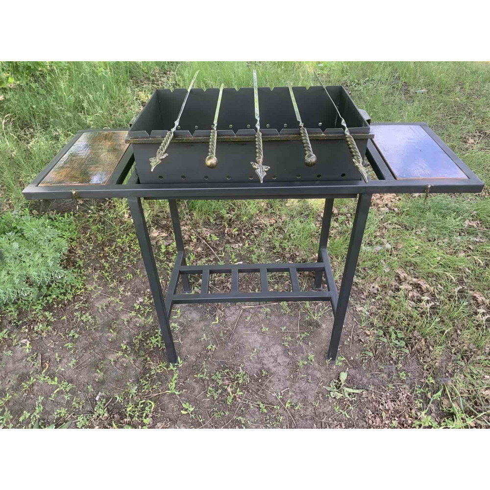 Мангал 4 мм на 10 шампурів зі столиками