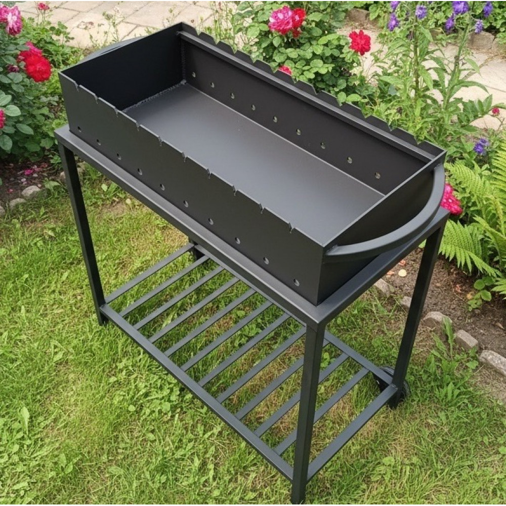 Мангал 4 мм на 11 шампурів на колесах