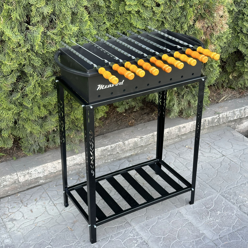 Мангал 4 мм на 9 шампурів з розбірною дровницею
