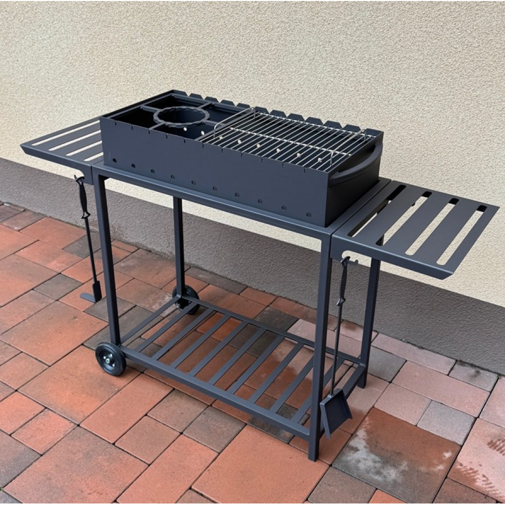 Мангал 4 мм посилений на 11 шамупрів з решіткою з нержавіючої сталі