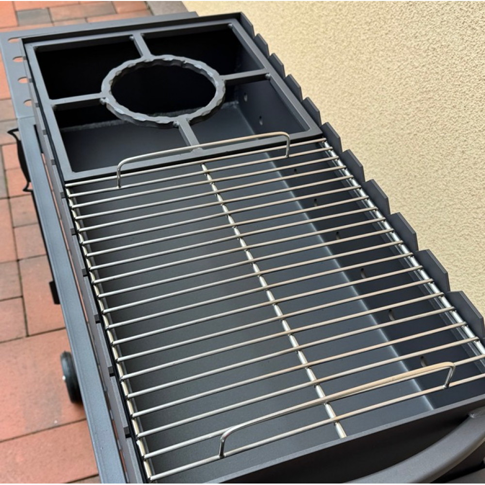 Мангал 4 мм посилений на 11 шамупрів з решіткою з нержавіючої сталі