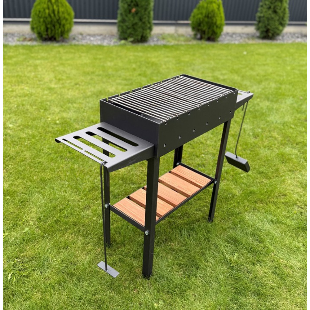 Мангал 4 мм посилений на 8 шампурів з решіткою-гриль