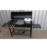 Мангал 4 мм с чугунной решеткой-гриль и подставкой под котел.