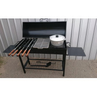 Мангал 4 мм с чугунной решеткой-гриль и подставкой под котел.