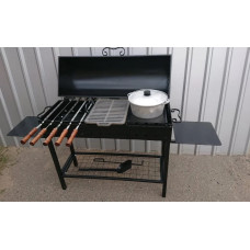 Мангал 4 мм з чавунною решіткою-гриль та підставкою під казан