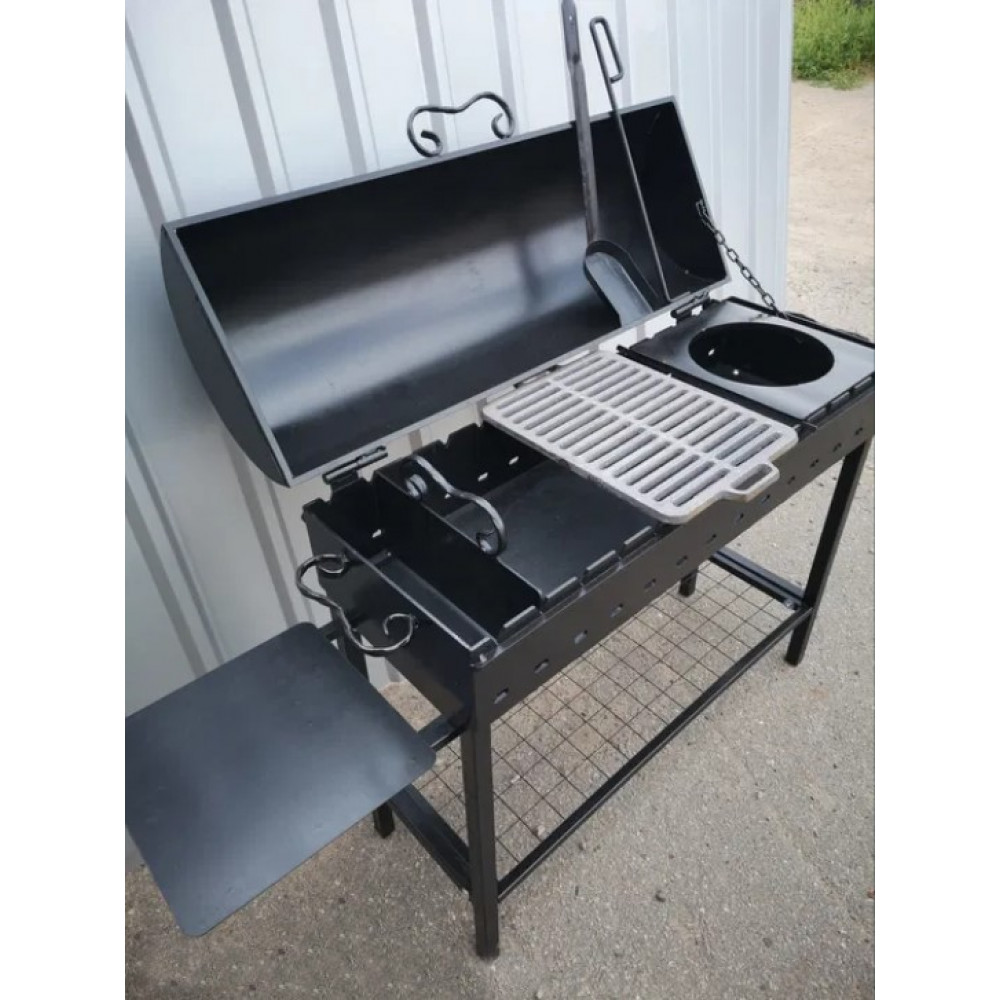Мангал 4 мм з чавунною решіткою-гриль та підставкою під казан