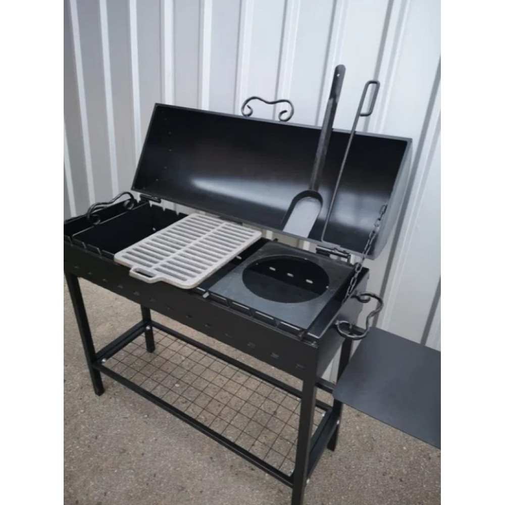 Мангал 4 мм з чавунною решіткою-гриль та підставкою під казан