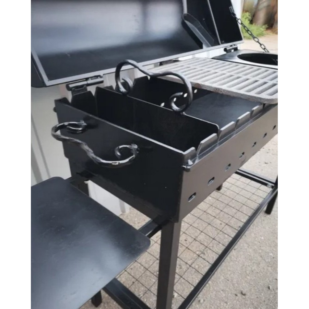 Мангал 4 мм з чавунною решіткою-гриль та підставкою під казан