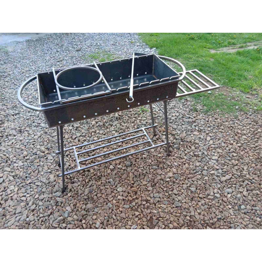 Мангал 6 мм на 11 шампурів з підставкою під каазн та столиком