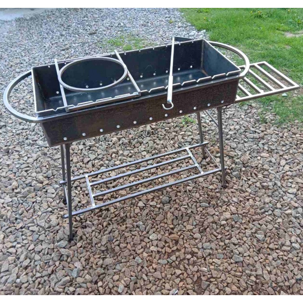 Мангал 6 мм на 11 шампурів з підставкою під каазн та столиком