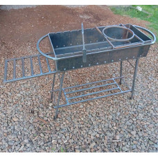 Мангал 6 мм на 11 шамупров с подставкой под казан и столиком