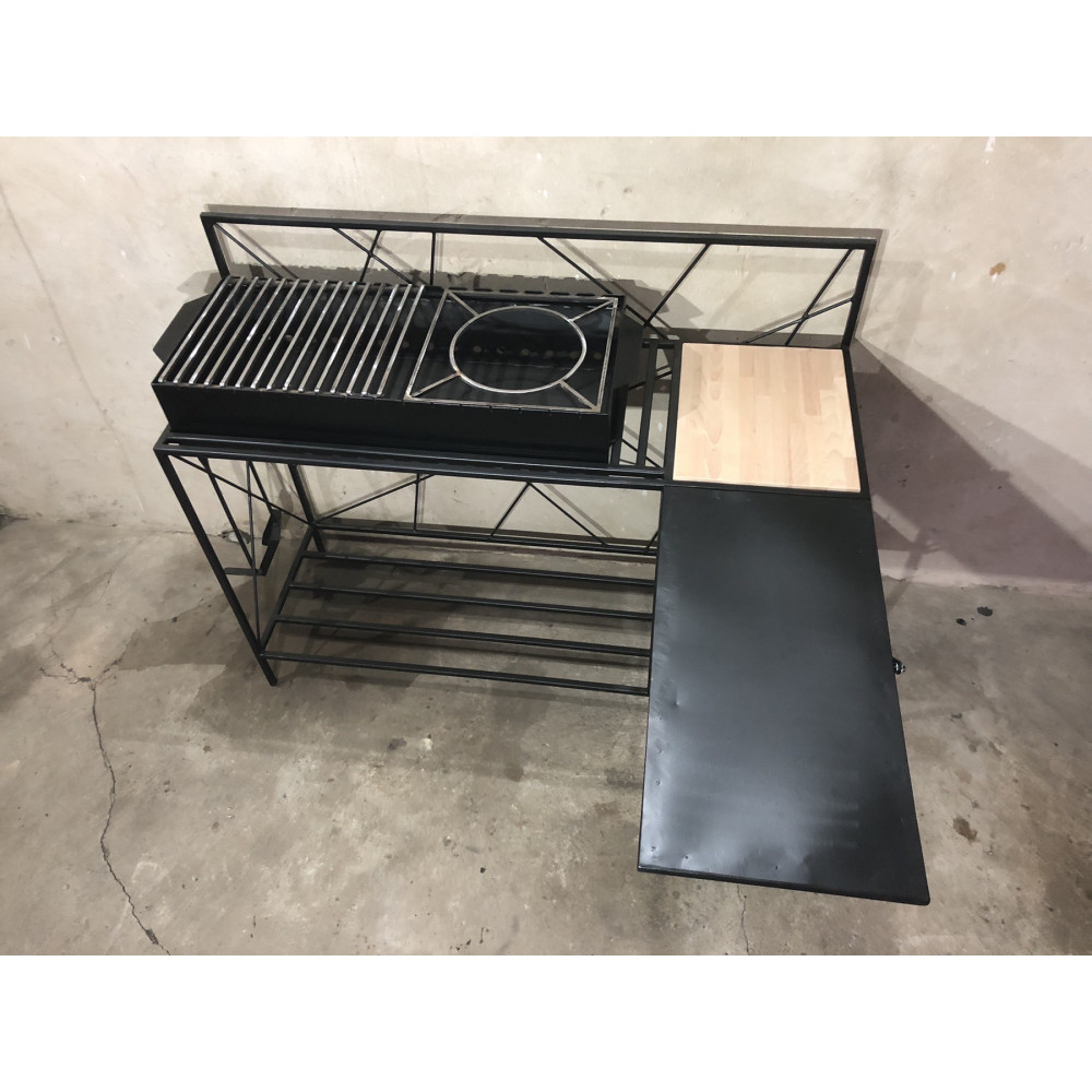 Мангал Лофт 4 мм з решіткою-гриль та підставкою під казан