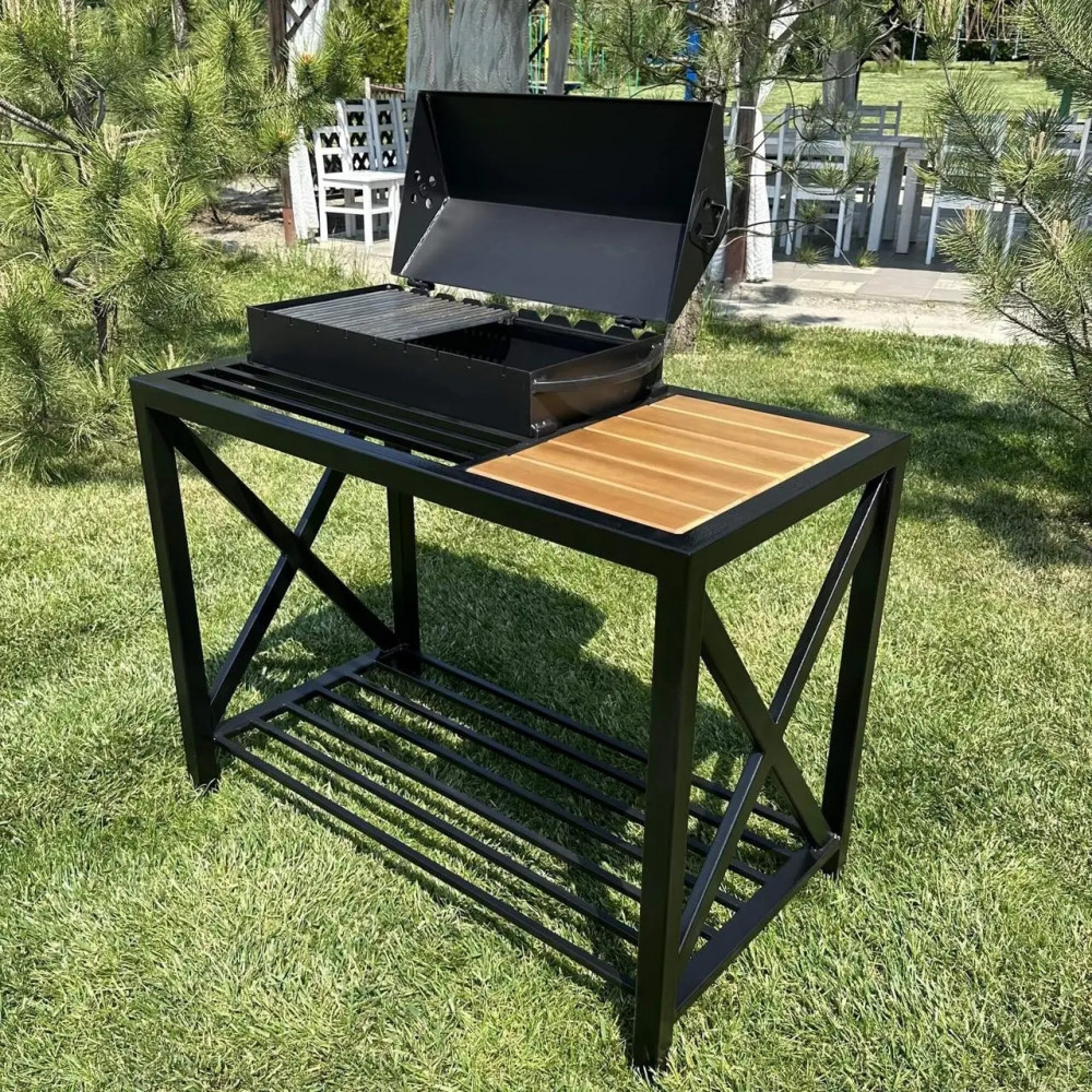 Мангал Лофт-барбекю 4 мм на 9 шампурів з решіткою-гриль