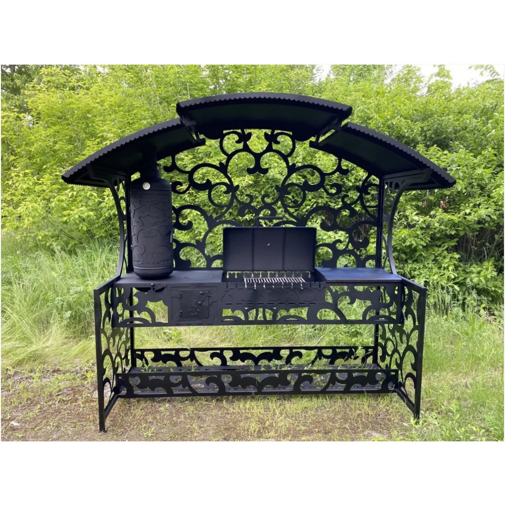 Мангал з коптилнею та пічкою під казан