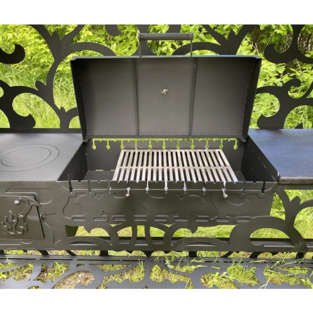 Мангал з коптилнею та пічкою під казан