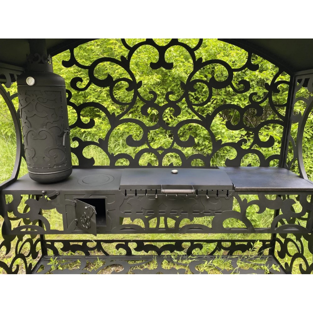 Мангал з коптилнею та пічкою під казан