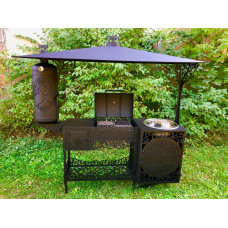 Мангал з коптильнею, пічкою та мийкою DE LUXE 