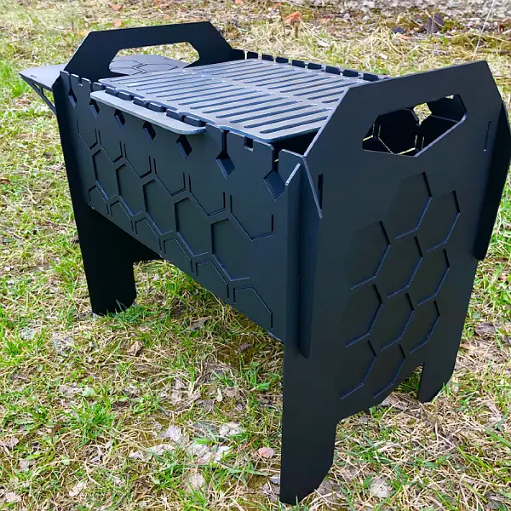 Мангал розбірний 3 мм з решіткою 2 в 1