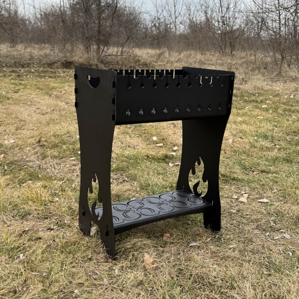 Мангал розбірний 3 мм на 10 або 12 шампурів (високий)