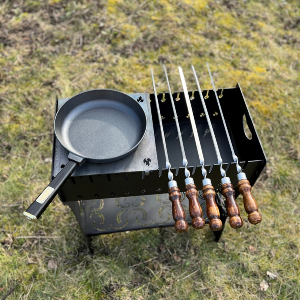 Мангал розбірний 3 мм на 10 або 12 шампурів (високий)