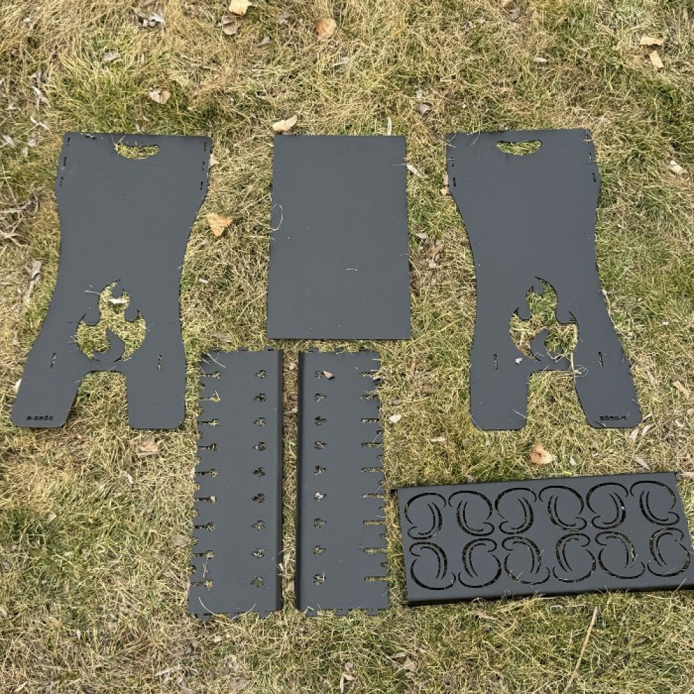 Мангал розбірний 3 мм на 10 або 12 шампурів (високий)