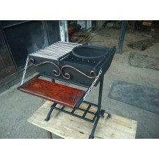 Мангал розбірний зі столиком, гратами та підставкою для казанка + ПОДАРУНОК кочерга та совок