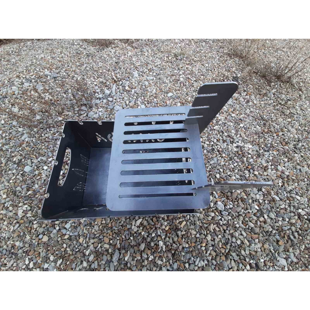 Мангал розкладний SHELFI на 6 шампурів зі зйомною полицею + ПОДАРУНОК