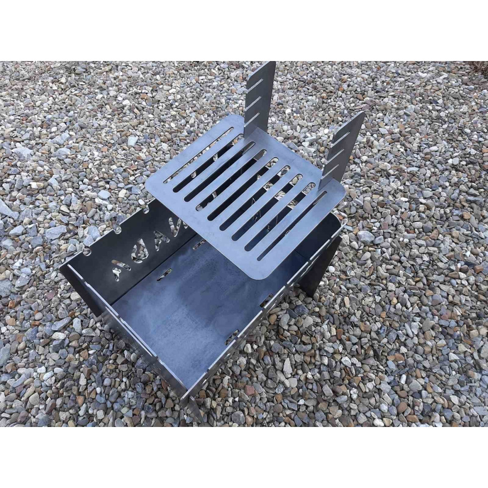 Мангал розкладний SHELFI на 6 шампурів зі зйомною полицею + ПОДАРУНОК