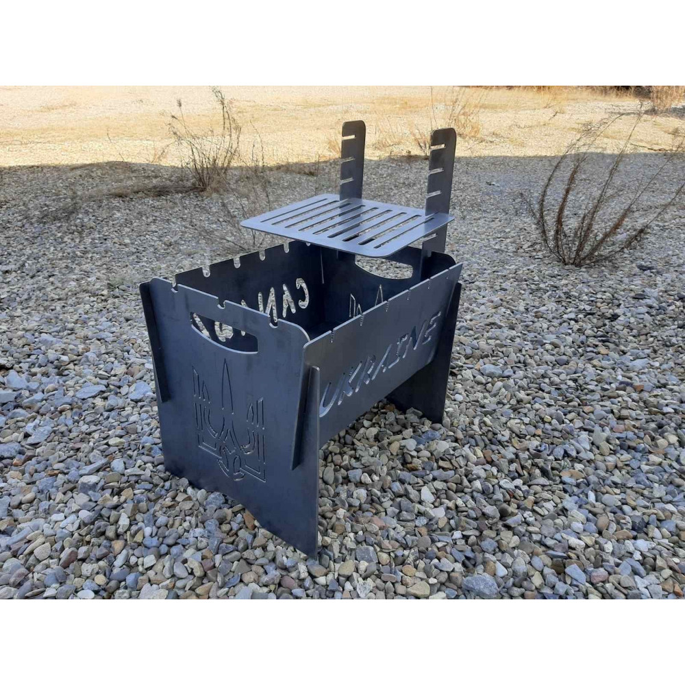 Мангал розкладний SHELFI на 6 шампурів зі зйомною полицею + ПОДАРУНОК