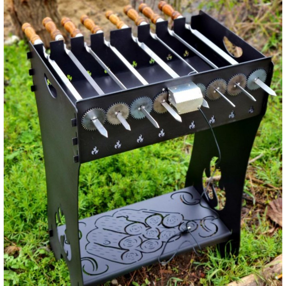 Мангал розбірний 3 мм АВТОМАТИЧНИЙ на 8 - 14 шампурів