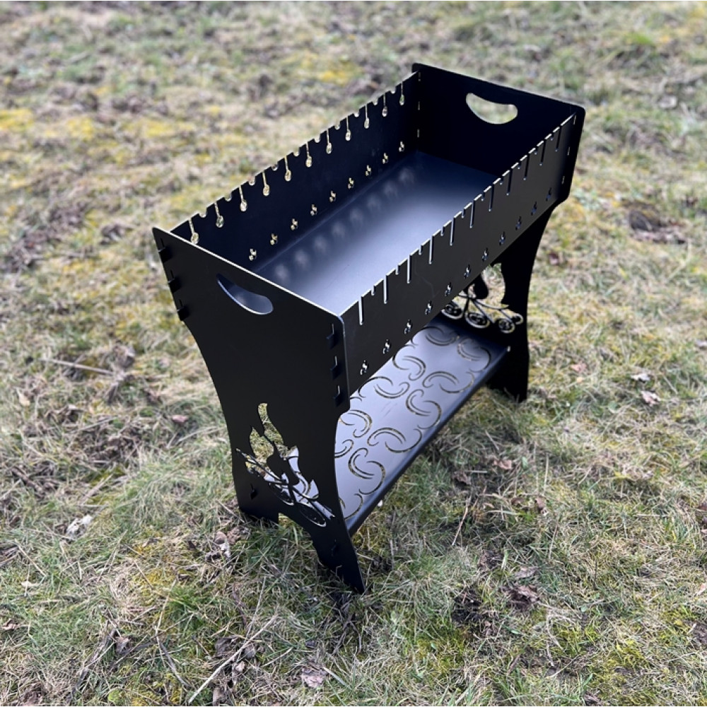 Мангал розбірний 3 мм на 10 або 12 шампурів (високий)