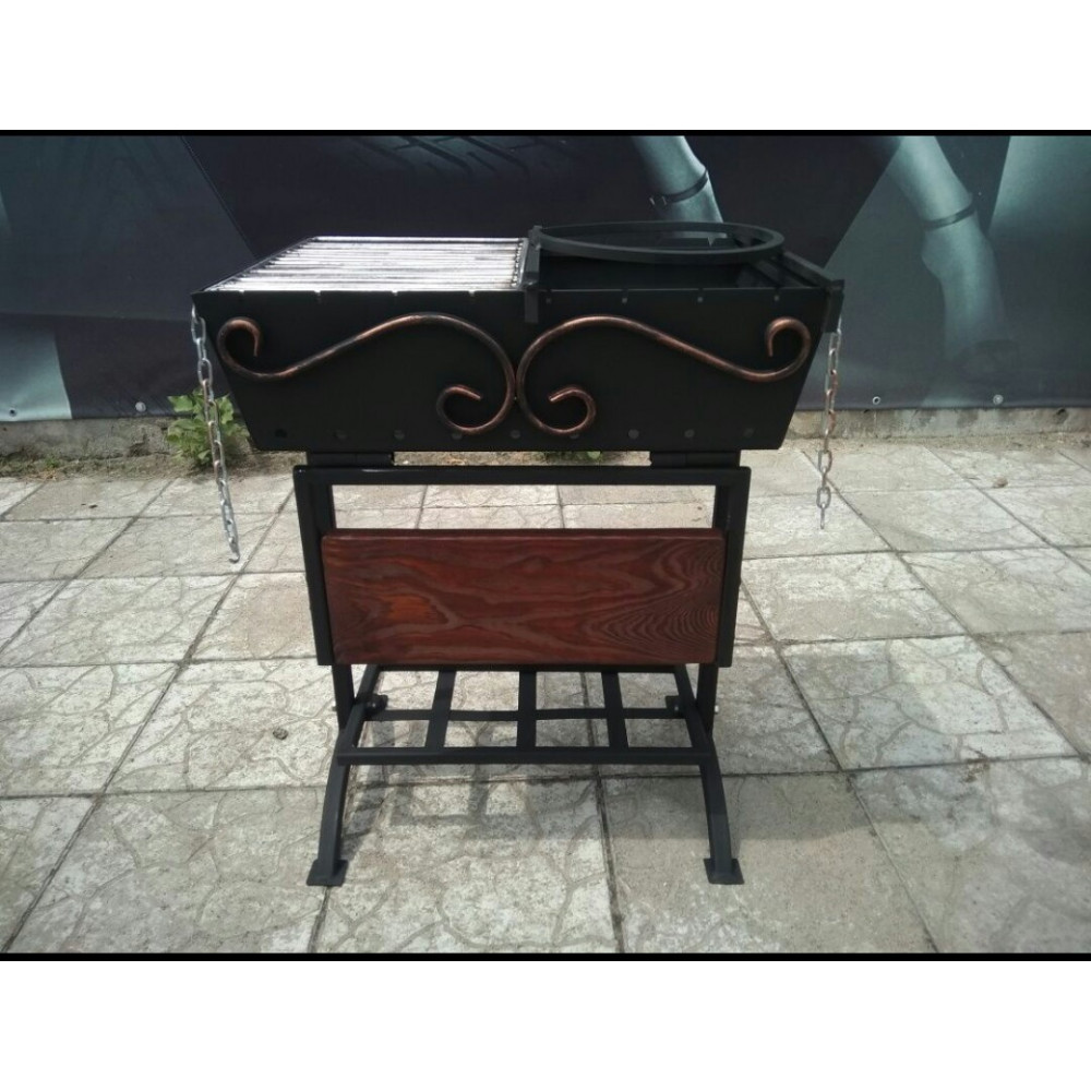 Мангал розбірний зі столиком, гратами та підставкою для казанка + ПОДАРУНОК кочерга та совок
