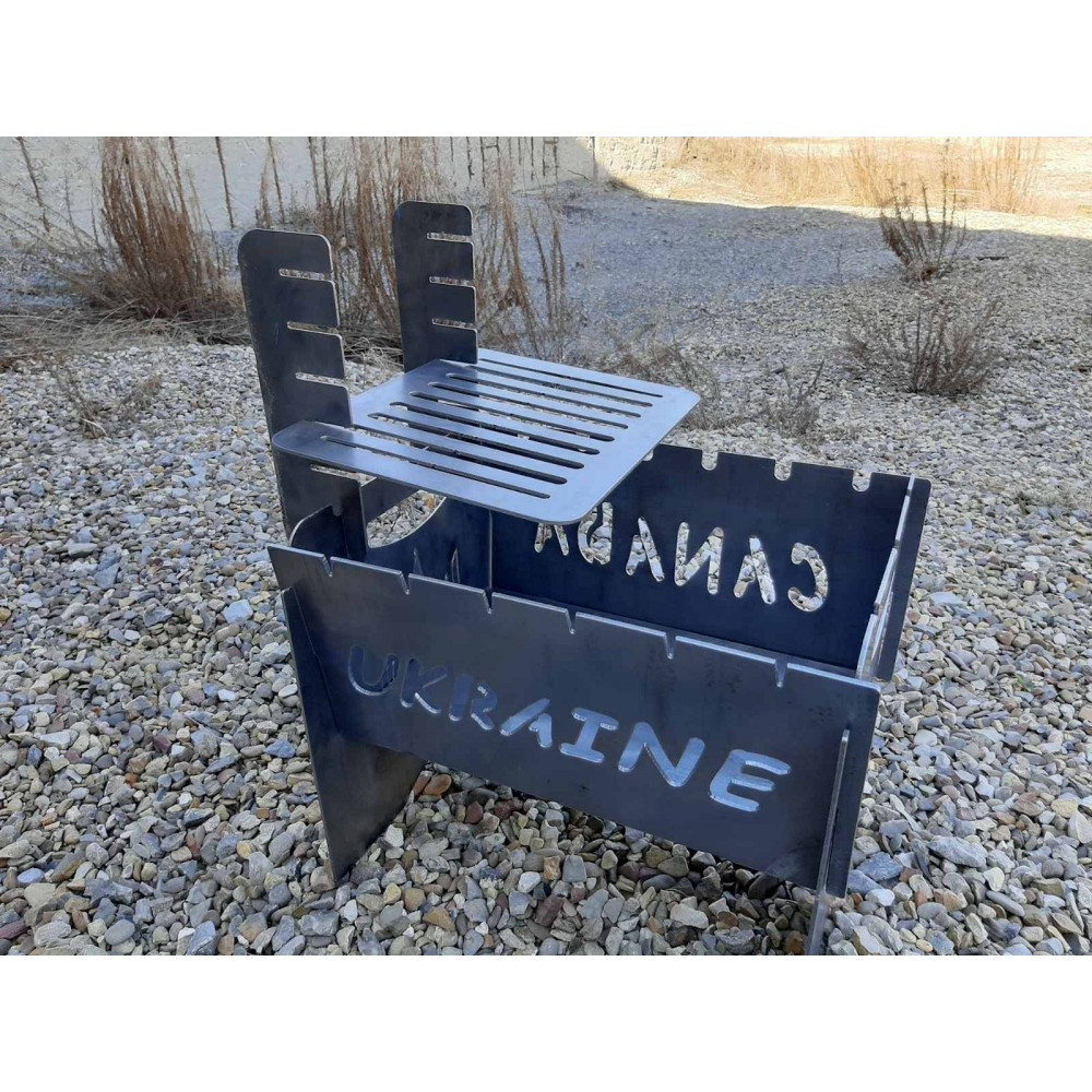 Мангал розкладний SHELFI на 6 шампурів зі зйомною полицею + ПОДАРУНОК