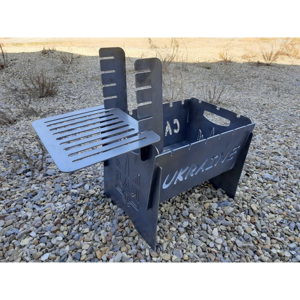 Мангал розкладний SHELFI на 6 шампурів зі зйомною полицею + ПОДАРУНОК