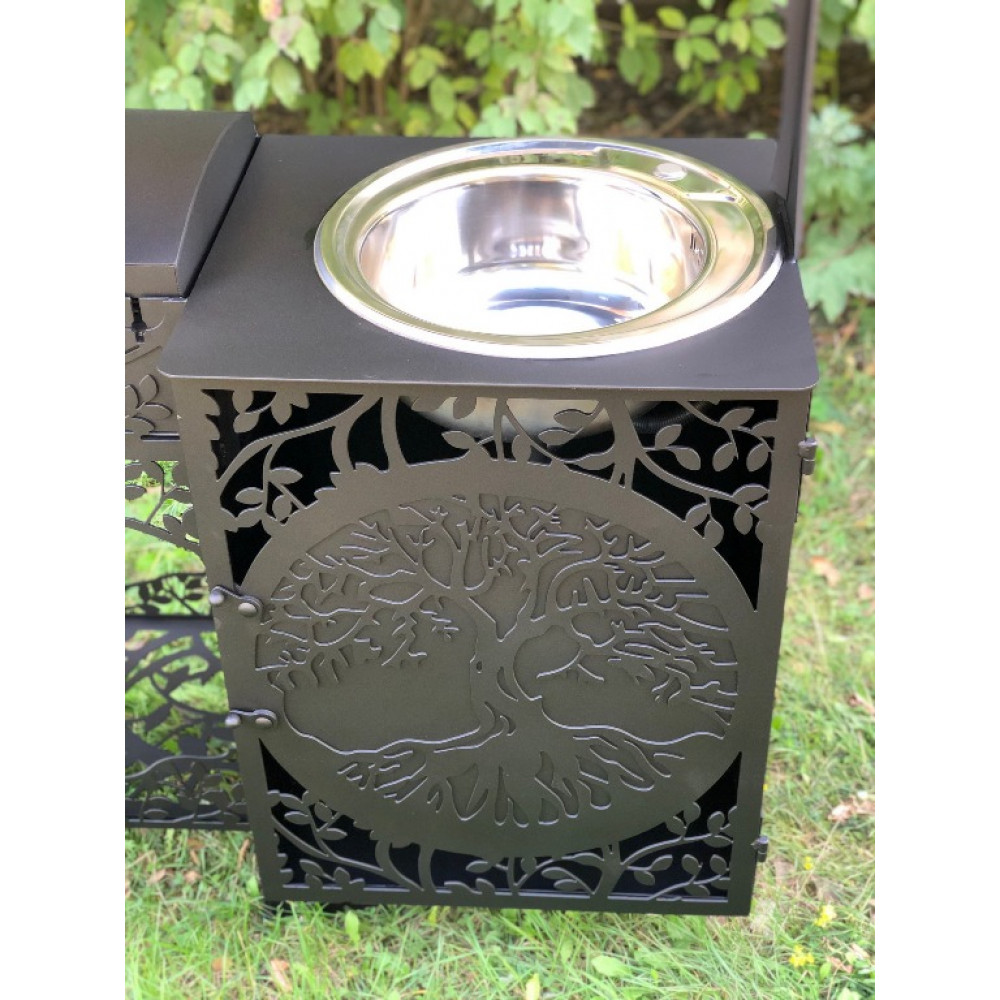 Мангал з коптильнею, пічкою та мийкою DE LUXE 